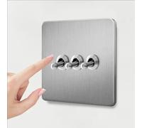 Double Prise de Courant Murale en Acier Inoxydable Brossé, Rétro, UE, France, Levier D.lique Interdit, 1-4 lèvent, 2 Voies, Panneau d'Joli, RJ45 1Gang 13A 2USB