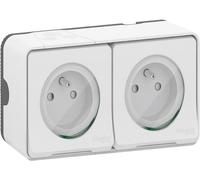 Schneider Electric – Double prise MUR36027 Mureva Styl – 2P+T précâblée saillie IP55 IK08 blanc