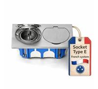 Double Prise Électrique Encastrable en Acier Inoxydable, Prise de Sol IP55, Couvercle à Charnière, Borne Enfichable, Boîte d'Interrupteur Coupe-Vent, Type E Français
