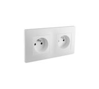 Double prise encastrée Caly Debflex avec terre 16A blanche - 749558