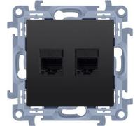Double prise informatique RJ45 catégorie 6 blindée (module), noir mat, SIMON10