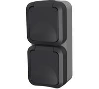 QUARX Prise double extérieure verticale Aqua Pro IP55 250V 16A - Sécurité optimale pour jardin et balcon