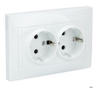 Zenitech - Double prise Schuko monoposte encastrée - Blanc - Zyna Blanc G