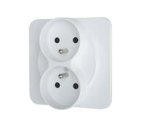 Double prise terre 1 poste LAP Composable Blanc