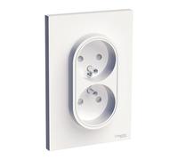 Double prise terre 1 poste Odace blanc Schneider