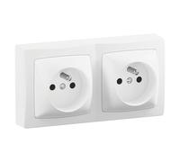 Legrand Double prise 2P+T Les Apparents, complet blanc, appareillage saillie, connexion rapide sans outil, installation facile sans boîte d'encastrement