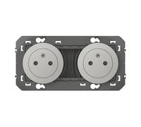 Double prise terre 2 postes Dooxie aluminium Legrand