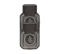 Legrand - Double prise Plexo 2P+T 16A 250V IP55 complète avec volet - Montage vertical Anthracite