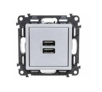 Double prise USB Valena Life Legrand - Aluminium