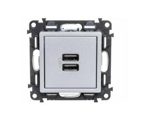 Double prise USB Valena Life Legrand - Aluminium