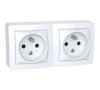 Schneider Electric – Prise double Alréa ALB62473P 2P+T connexion rapide cadre saillie blanc