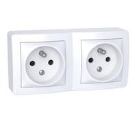 Double prise terre blanc Schneider Alrea