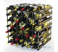 Double profondeur bois 84 Bouteille Chêne teinté foncé et casier à vin en métal galvanisé prêt assemblé