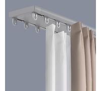 Double rail de plafond coulissant de 101,6 à 300,9 cm pour chambre, fenêtre, douche, placard - Gris 1 m - Design lisse et peu encombrant