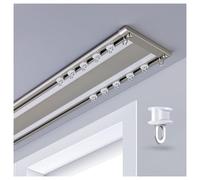 Double rail de plafond - Séparateur de pièce en aluminium ultra fin de 6 mm et barre de douche de 2,5 m, couleur champagne, facile à suspendre et à déplacer