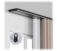 Double Rails De Rideaux Rideau Rai Plafond, Rail De Rideau en Aluminium Silencieux Et Résistant Rail Rideaux avec Poulies À Lame d'acier Et Vis De Montage(Noir,240cm)