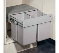 Double Shorty, poubelle encastrable double, 455 x 320 x 320 mm, 2 x 15 L, gris