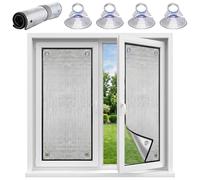 Double Sided Aluminium Foil Window Insulation Film for Conservatory Heat Control Cover, 100% Blackout Window Thermal Insulation Film with Suction Cups for Attic Home Office(Noir,90x240cm)