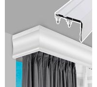 Double Tringle A Rideaux,Rail De Rideau De Plafond Résistant Rail De Rideau Double Élégant Boîtes à Rideaux Pour Fenêtres Cloisons De Séparation Ensemble De Cantonnière(Size:2m,Color:White-Ceiling)