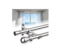 Double tringle à rideaux réglable de 2,5 cm pour porte coulissante en verre, terrasse, chambre à coucher, argenté - 76 LANCE-RIDEAU
