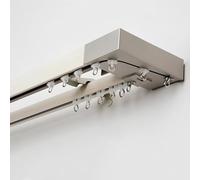 Double tringle coulissante en aluminium avec embout de poulie idéale pour les séparateurs de pièce - Parfaite pour le salon et la chambre à coucher (pin blanc, 260 cm)
