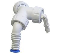 Double tuyau « Save » pour siphon d'évier avec condensat et raccord d'appareil 1", 3/4" sur 1" et 3/8" avec clapet anti-retour, blanc