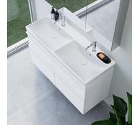 Double vasque Avento de Villeroy & Boch avec meuble sous-vasque ineo4 d’evineo l : 120 cm, 4 tiroirs, avec poignée,, 4A23CKRW+BE0811WM,