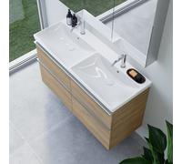 Double vasque Avento de Villeroy & Boch avec meuble sous-vasque ineo4 d’evineo l : 120 cm, 4 tiroirs, avec poignée,, 4A23CKR1+BE0811OA,
