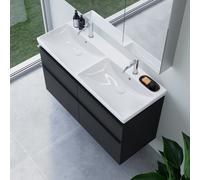 Double vasque Avento de Villeroy & Boch avec meuble sous-vasque ineo4 d’evineo l : 120 cm, 4 tiroirs, avec poignée,, 4A23CK01+BE0811BM,