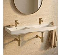 Double vasque CARLDIX x LAUFEN 120 cm A91003012001 avec étagère, blanc, 1200 x 460 mm, avec 2 trous de robinetterie et trop-pleins