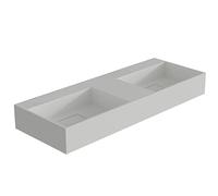 Double vasque murale en Solid Surface TWG231 - blanc mat - largeur sélectionnable, Largeur de la vasque:122 cm