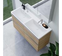 Double vasque Subway 3.0 de Villeroy & Boch avec meuble sous-vasque ineo4 d’evineo l : 130 cm, 4 tiroirs, avec poignée,, 4A71D5RW+BE0812OA,