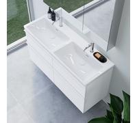 Double vasque Subway 3.0 de Villeroy & Boch avec meuble sous-vasque ineo4 d’evineo l : 130 cm, 4 tiroirs, avec poignée,, 4A71D5R1+BE0812WM,