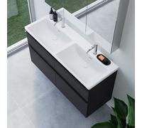 Double vasque Subway 3.0 de Villeroy & Boch avec meuble sous-vasque ineo4 d’evineo l : 130 cm, 4 tiroirs, avec poignée,, 4A71D5RW+BE0812BM,