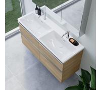 Double vasque Subway 3.0 de Villeroy & Boch avec meuble sous-vasque ineo4 d’evineo l : 130 cm, 4 tiroirs, avec poignée,, 4A71D5R1+BE0812OA,