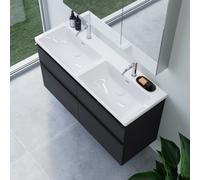 Double vasque Subway 3.0 de Villeroy & Boch avec meuble sous-vasque ineo4 d’evineo l : 130 cm, 4 tiroirs, avec poignée,, 4A71D5R1+BE0812BM,