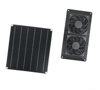 Double ventilateur d'extraction d'air étanche à énergie solaire 25 W avec protection en métal pour serre poulailler ventilation extérieure Noir