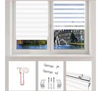 Double volet roulant avec système Klemmfix, volet de protection de la vie privée transparent et opaque pour fenêtres