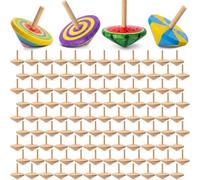 DoubleFill Lot de 100 toupies en bois brut pour la rentrée scolaire, pour enfants, kit de loisirs créatifs, fournitures artistiques pour les activités en classe, les fêtes