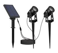 Doubles spots solaires 2 en 1 à piquer ou à fixer - LUMISKY - ROUNDY - H27 cm - LED blanc froid