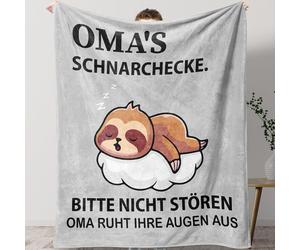 Douce couverture de grand-mère cadeau 100% flanelle 150x130cm Noël Fête des Mères Anniversaire