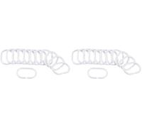 Douceur d'Intérieur, 12 Anneaux Rideaux de Douche Vitamine Sdb Blanc, Plastique Uni (Lot de 2)