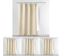 Douceur d'Intérieur 1600523 Rideau à Passants Polyester Uni Essentiel Naturel 140 x 260 cm 1 Unité (Lot de 4)