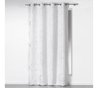 Douceur d'Intérieur 1605085 Rideau à Oeillet Polyester Imprimée Argent Blanc 140 x 260 cm