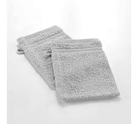 Douceur d'Intérieur, 2 Gants de Toilette (15 x 21 cm) Tendresse Gris Perle, Eponge Unie 100% Coton