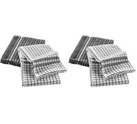 Douceur d'Intérieur, 2 Torchons (50 x 70 cm) Classico Anthracite, Eponge Mineur (Lot de 2)