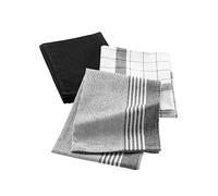 Douceur d'Intérieur Torchon Vibrato – Lot de 3 50 x 70 cm 100% coton nid d'abeille Noir