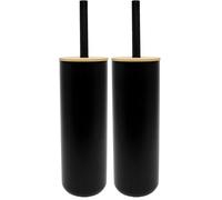 douceur d'intérieur, Brosse WC (Diamètre 9,1 x 37,2 cm) Smart Noir, Polystyrène et Bambou (Lot de 2)