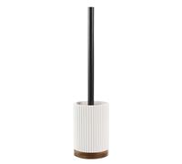 Douceur d'Intérieur, Brosse WC (Diamètre 9,1 x 38,5 cm) Niagara Blanc, Polyrésine et Acacia