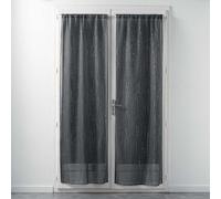 Douceur d'Intérieur CDaffaires Paire Droite Passe Tringle 2x70x200 cm Voile Sable Applique filiane Anthracite
